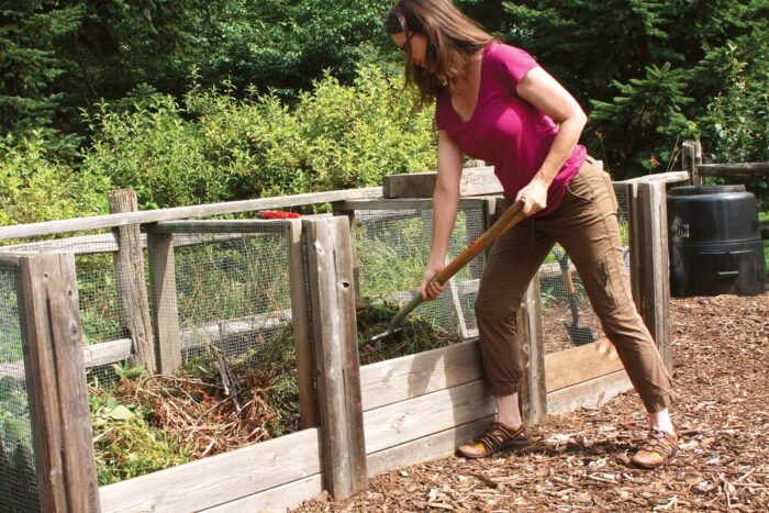 turning compost pile