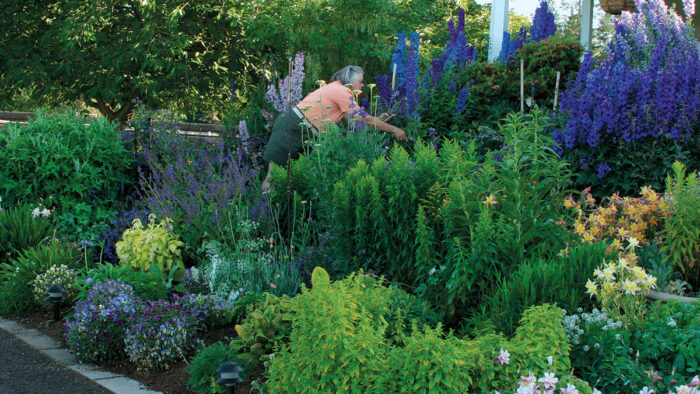 image of woman in large cutting garden