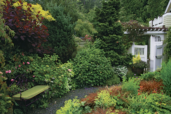 A seating area set within the planting