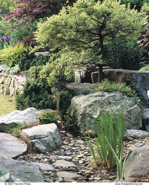 Large boulders signify changes in grade. Small boulders can be grouped to give the impression of a larger boulder or rock outcrop.