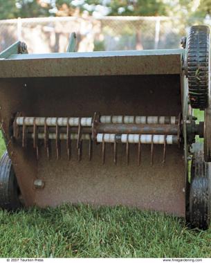 underside of thatching machine