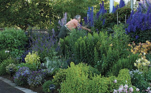 image of woman in large cutting garden