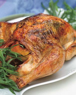 Tarragon-stuffed roasted chicken