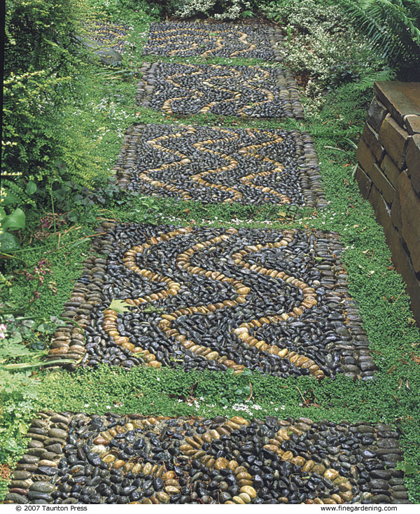 This walkway represents the river of life. It leads to the Persian carpet patio from lede photo above