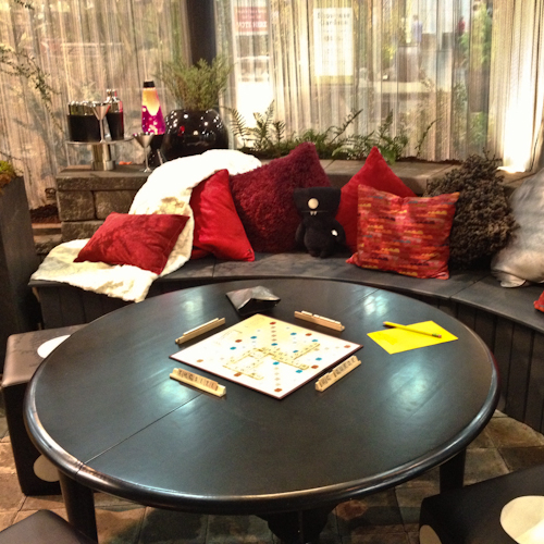 Game table with Scrabble set