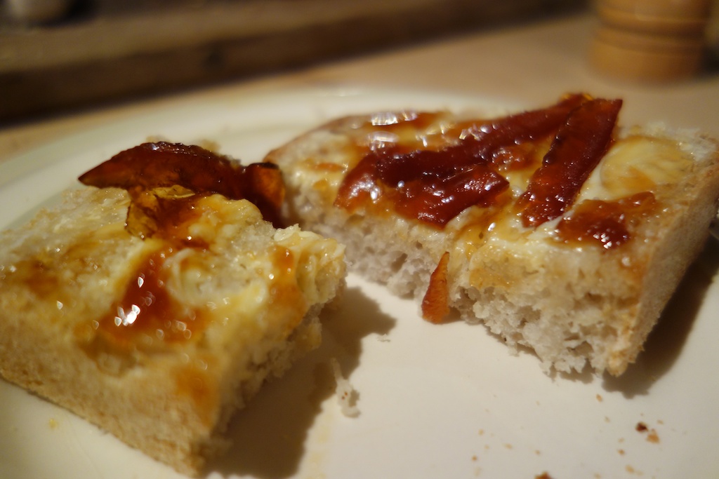 Eating toast with the spread