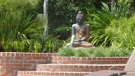 Buddha placed above steps