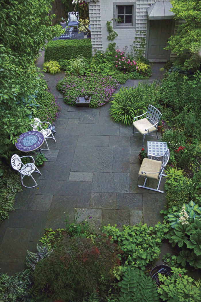 aerial view of the garden and patio