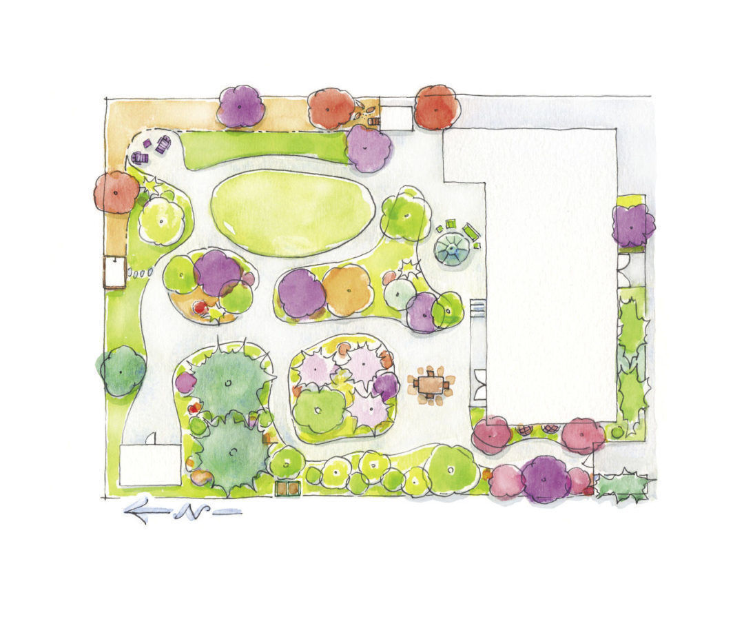 aerial illustration of the garden design