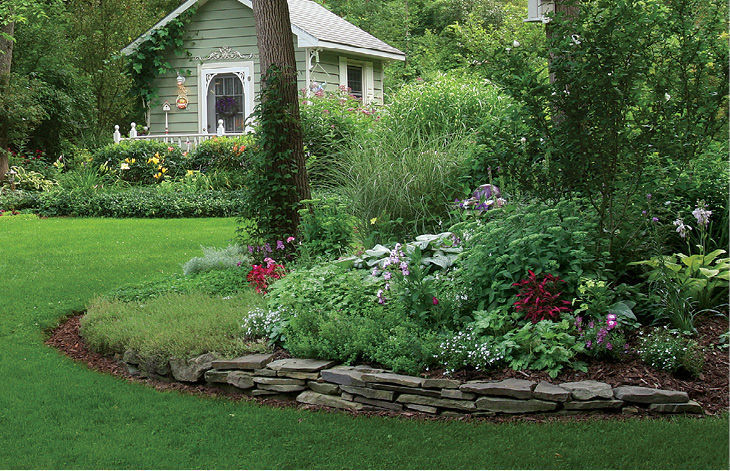 low stone walls define the area