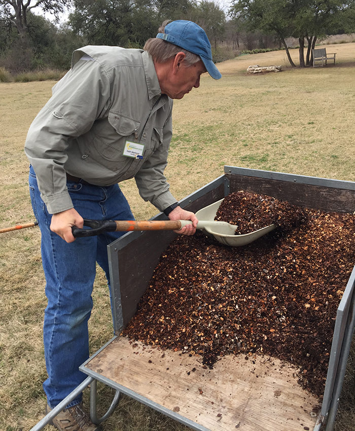 shoveling mulch