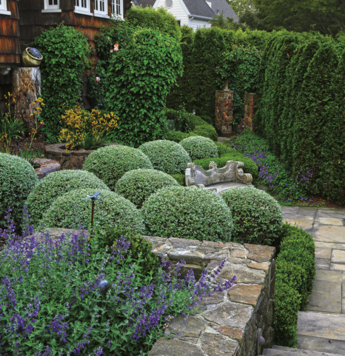 Stone walls and hedges blend together 