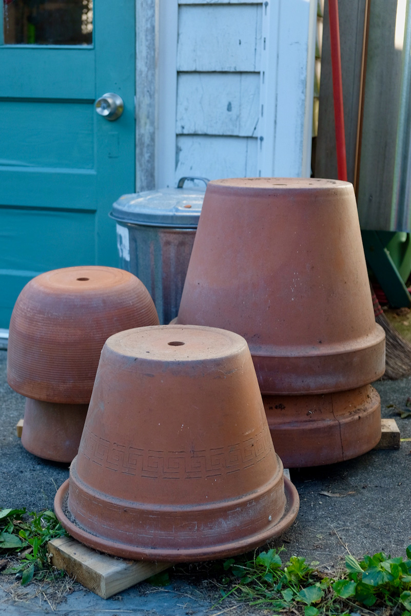 containers stacked and stored