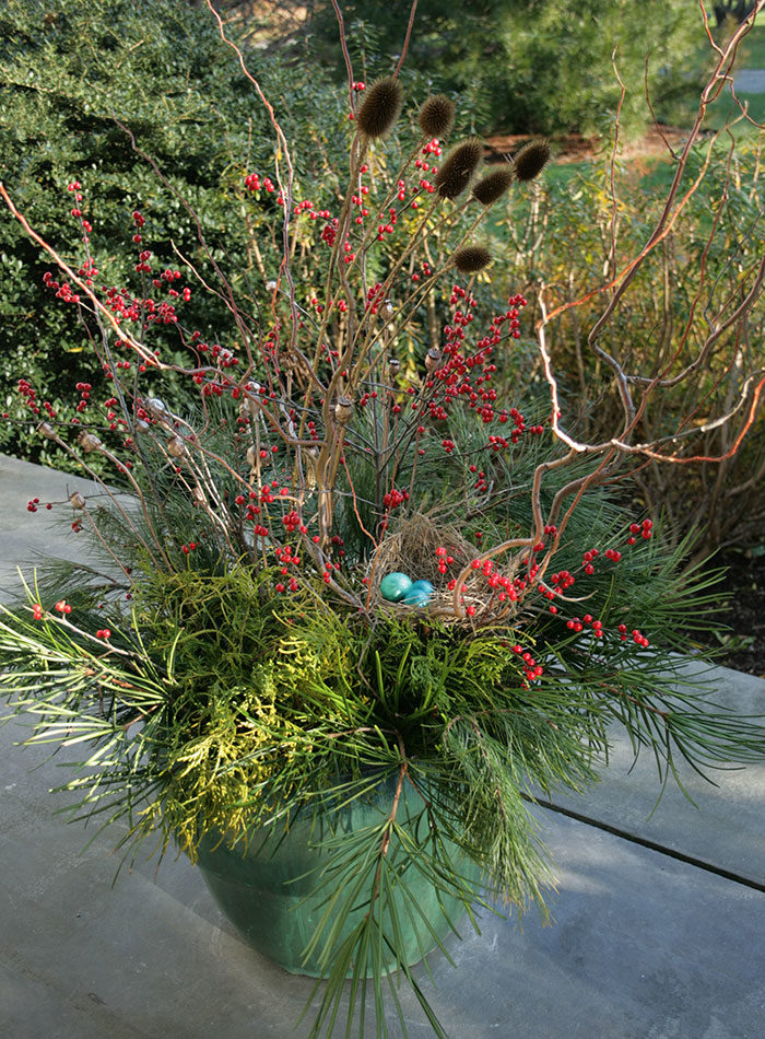 holiday container arrangement