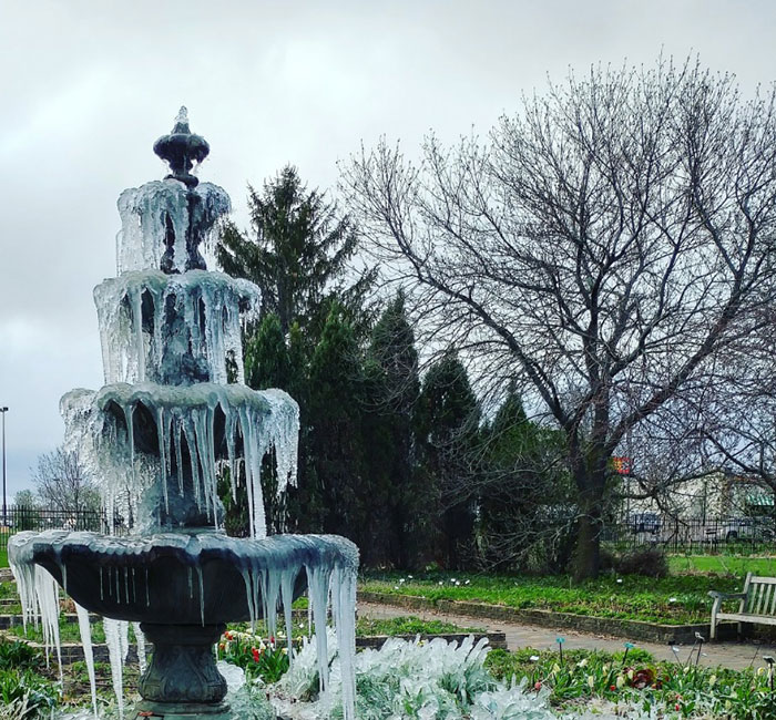 fountain covered in ice