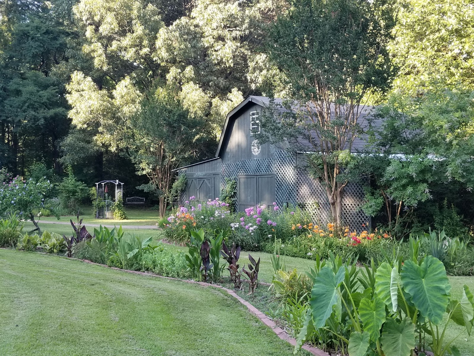 garden around a barn