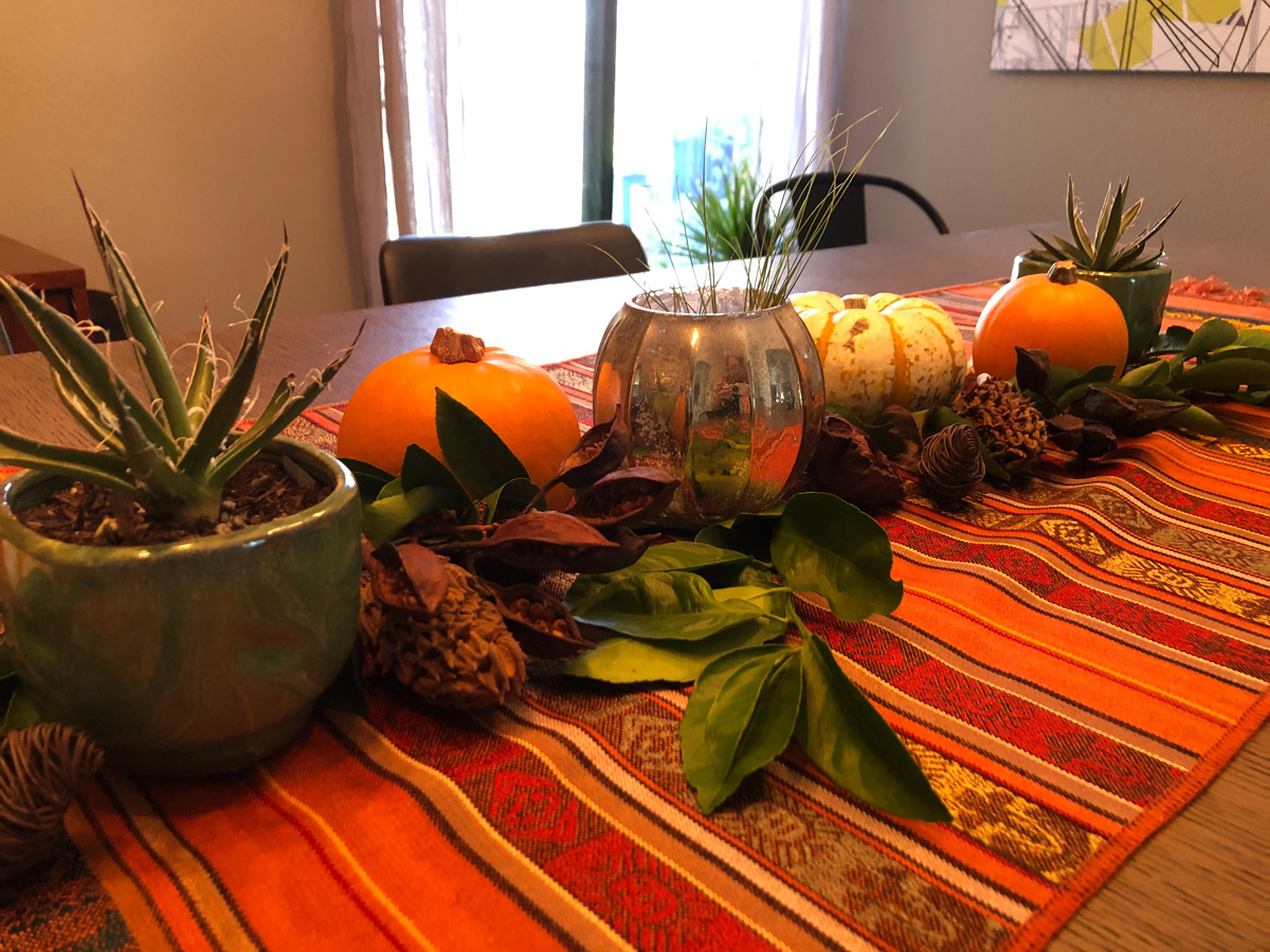 Fall tabletop decor with agaves