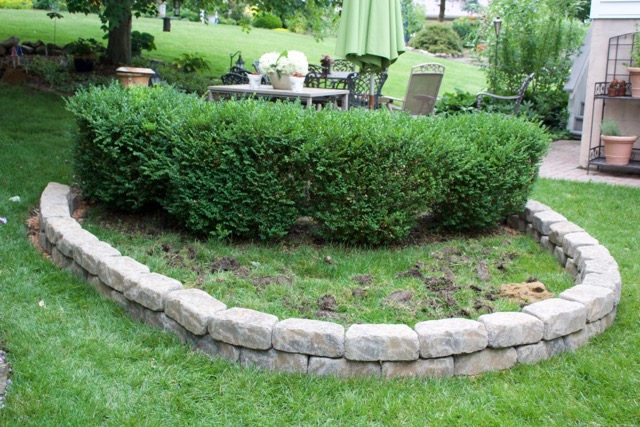 garden bed with stone edge