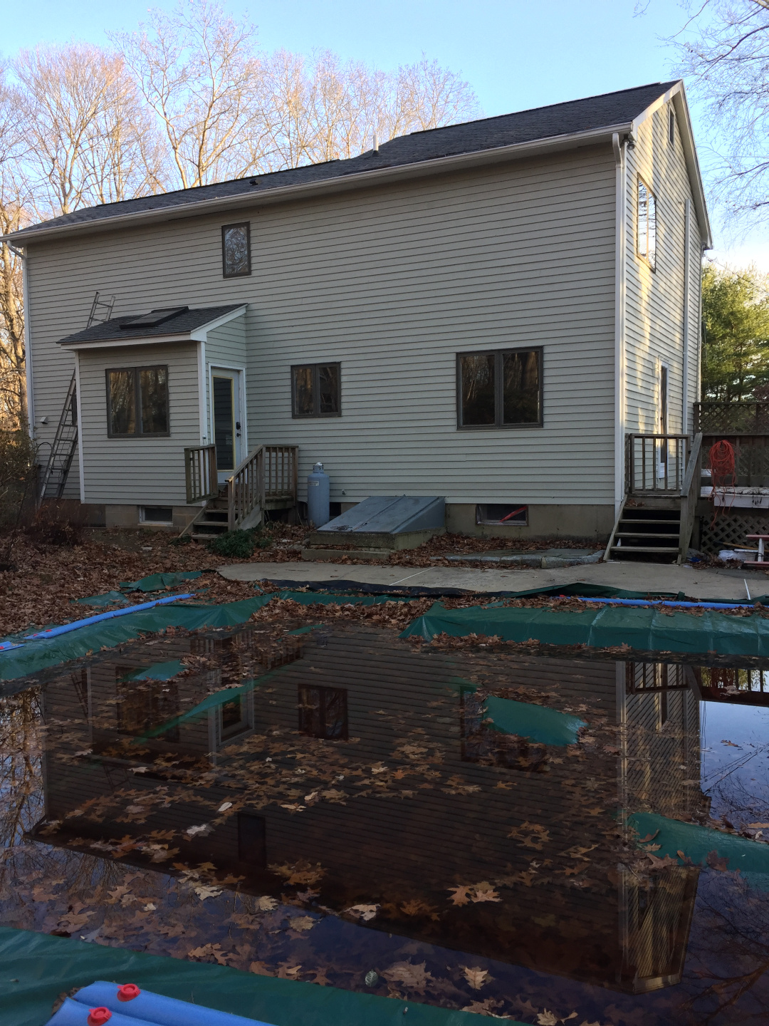 backyard with pool before landscaping