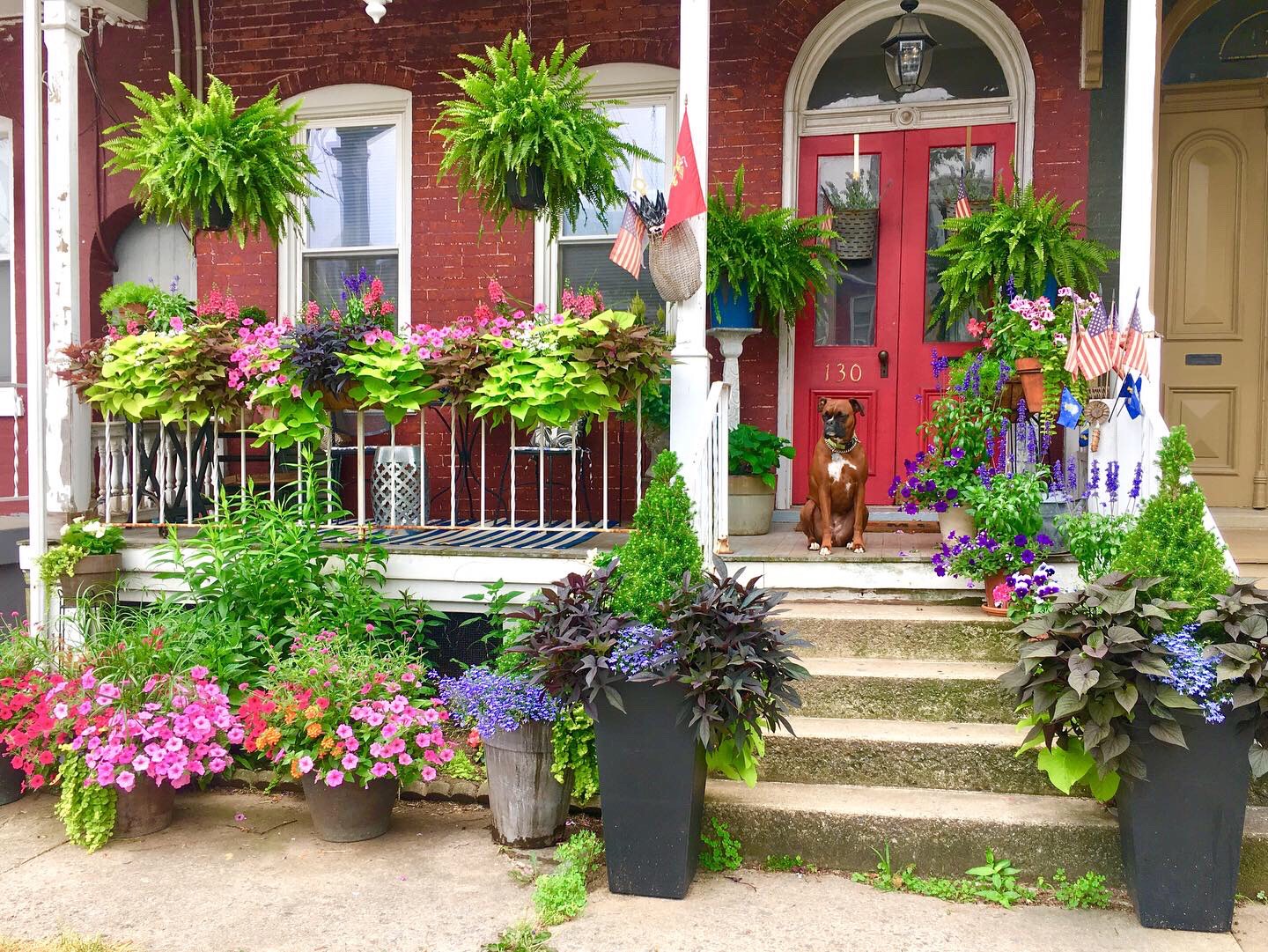 front porch covered in flowers