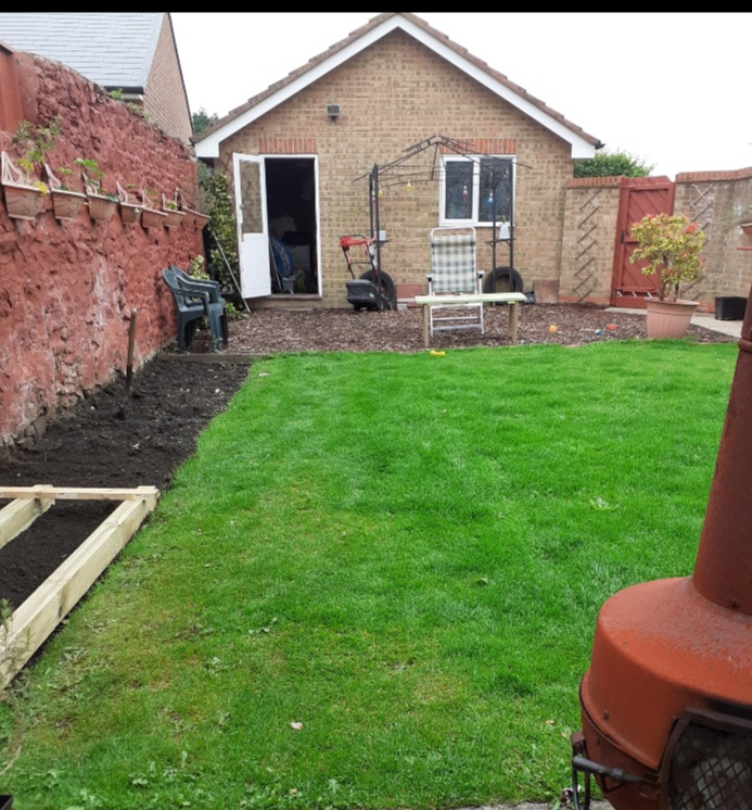 A view of an empty back yard