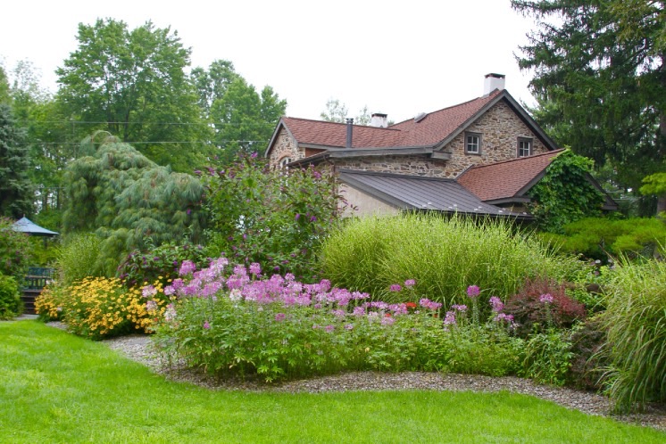 A garden in front of a house