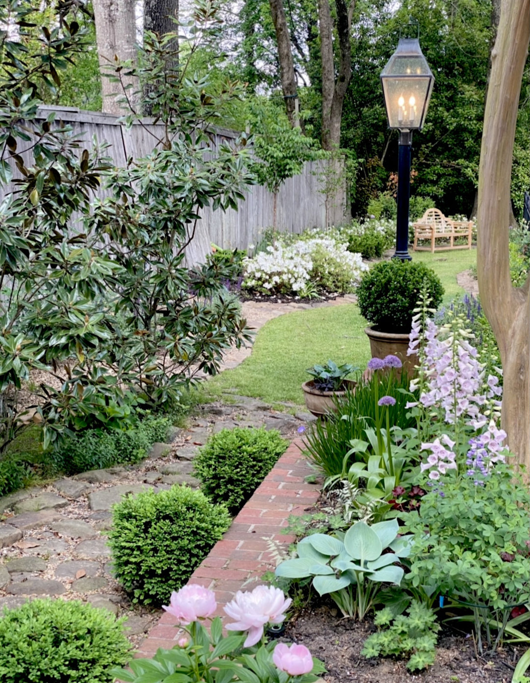 light post in a garden