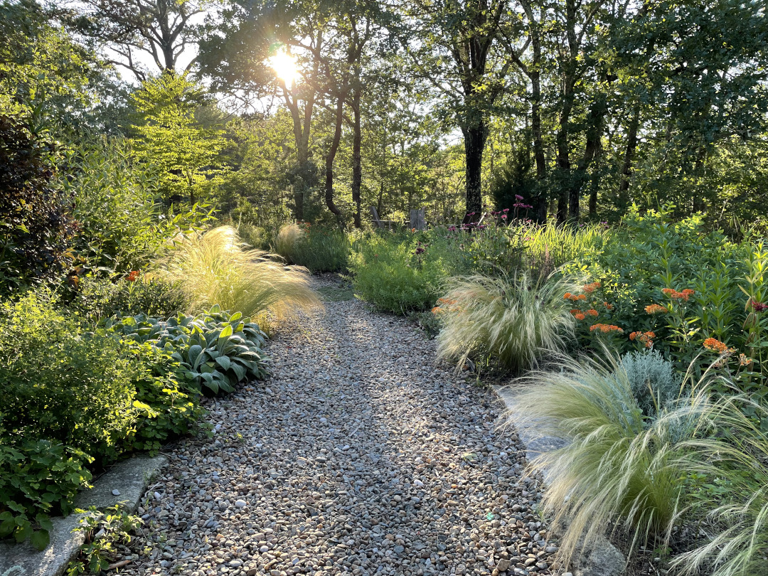 gravel garden path at late day