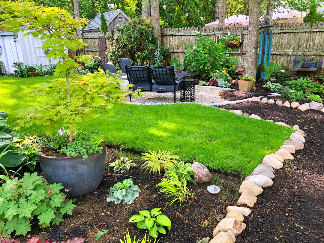 garden path leading to small garden patio