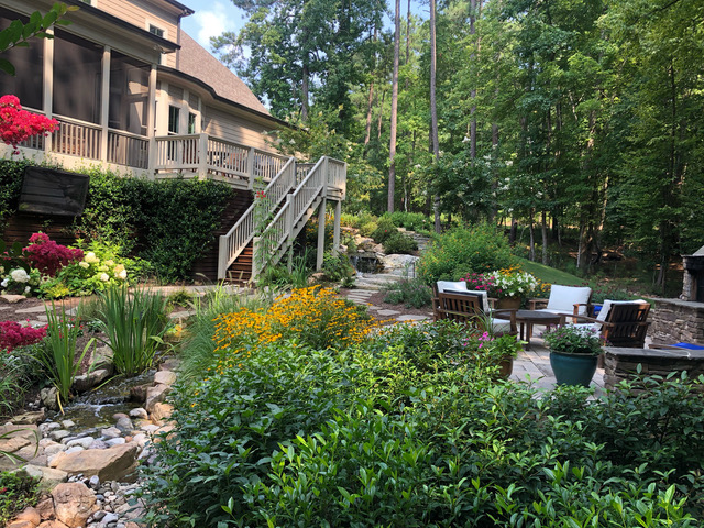 view of elevated deck from the garden