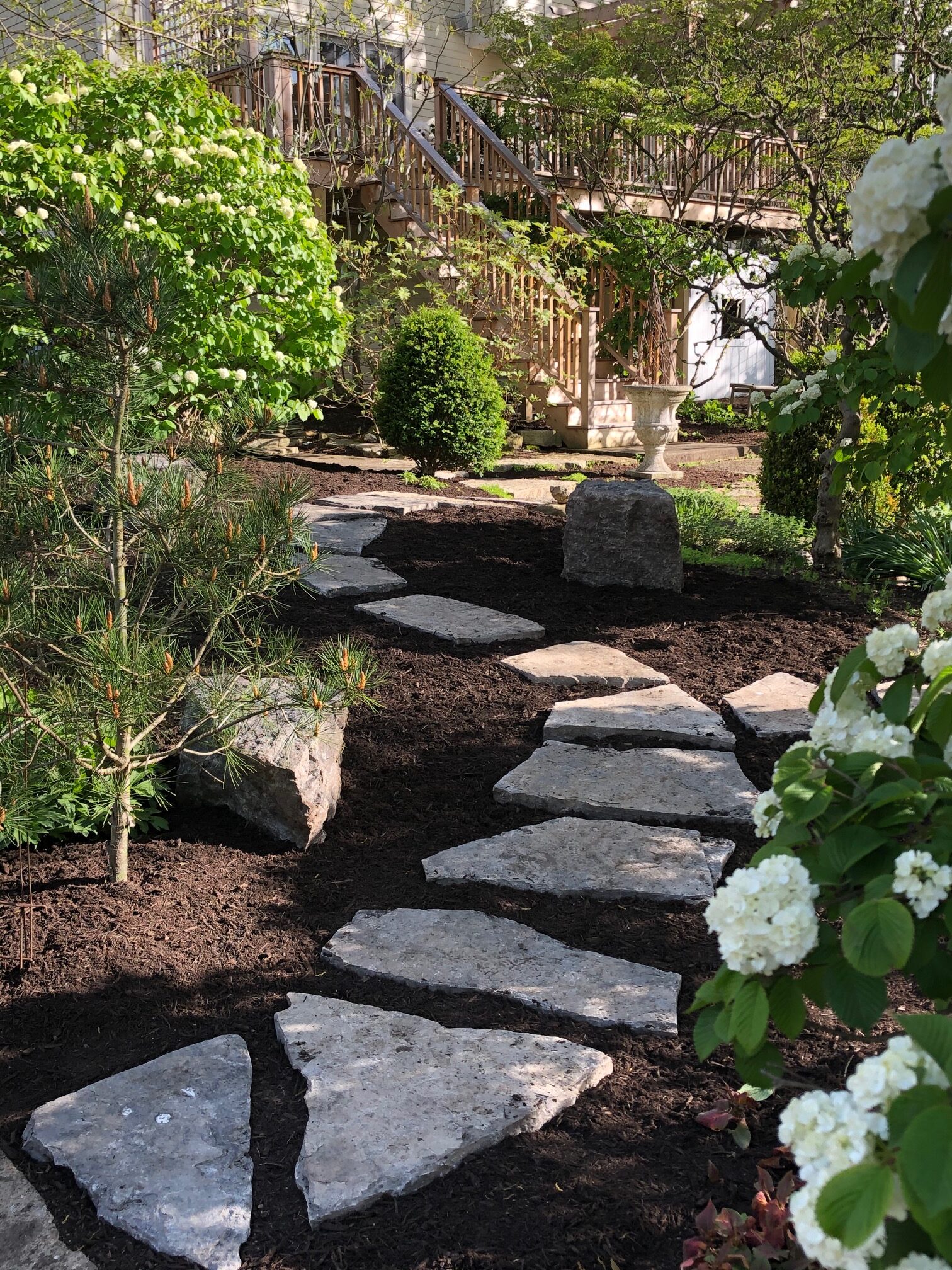 stepping stone path through a garden