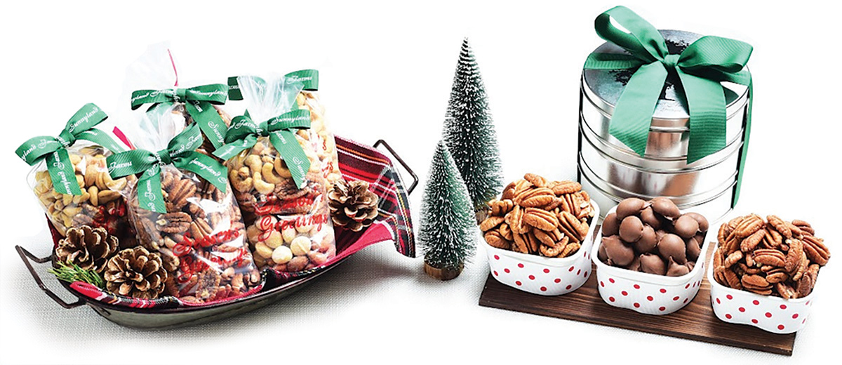 Holiday Gift Bags and pecan gift container