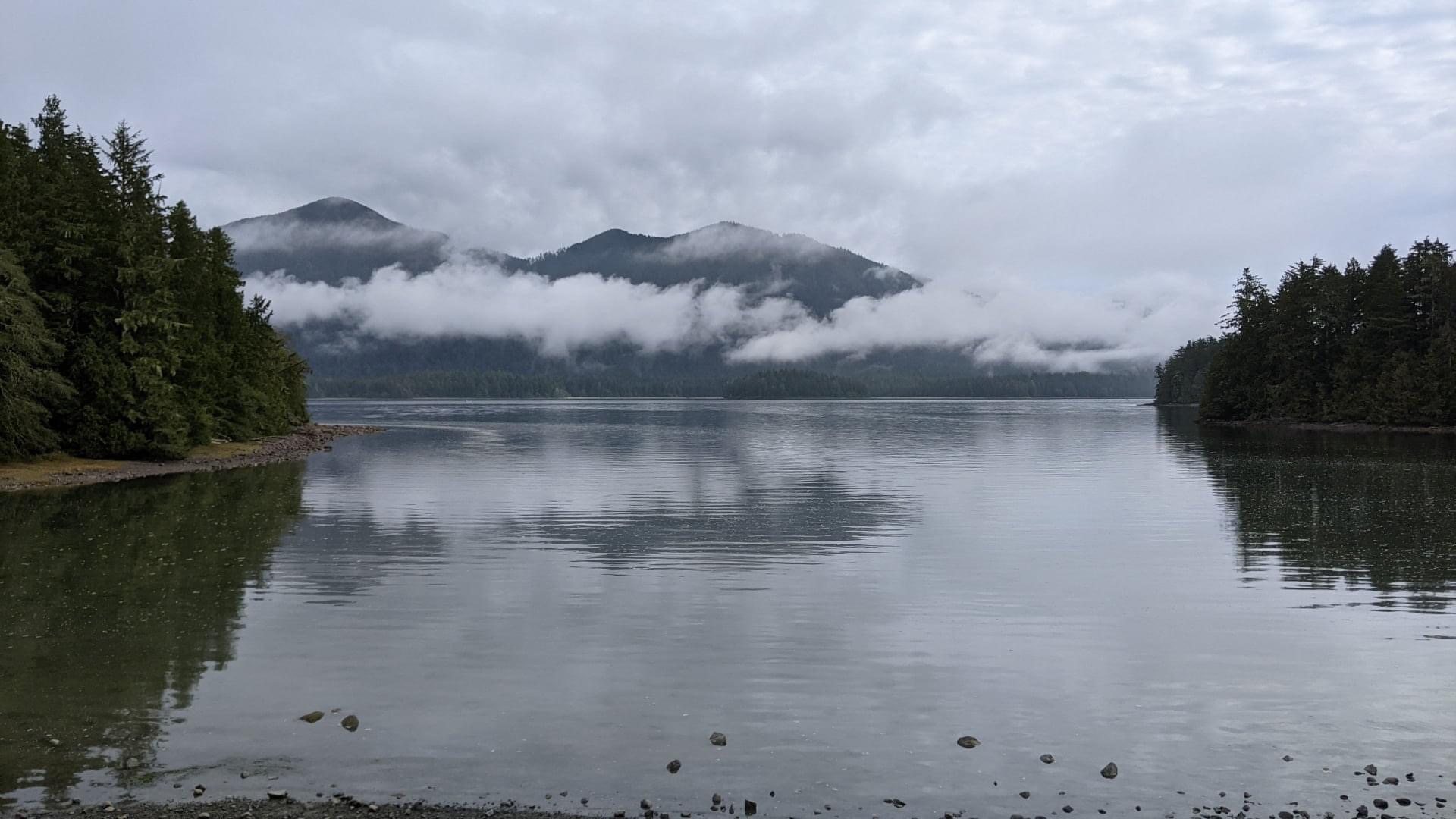 beautiful views of the water and mountains beyond.