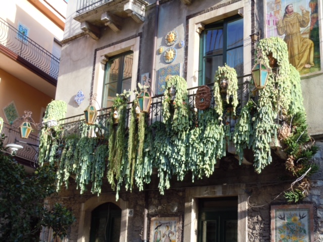 Balcony gardens here, in Taormina