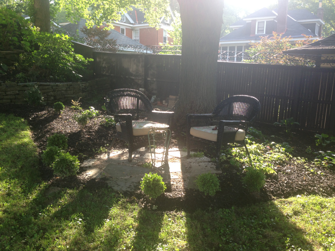 small backyard seating area