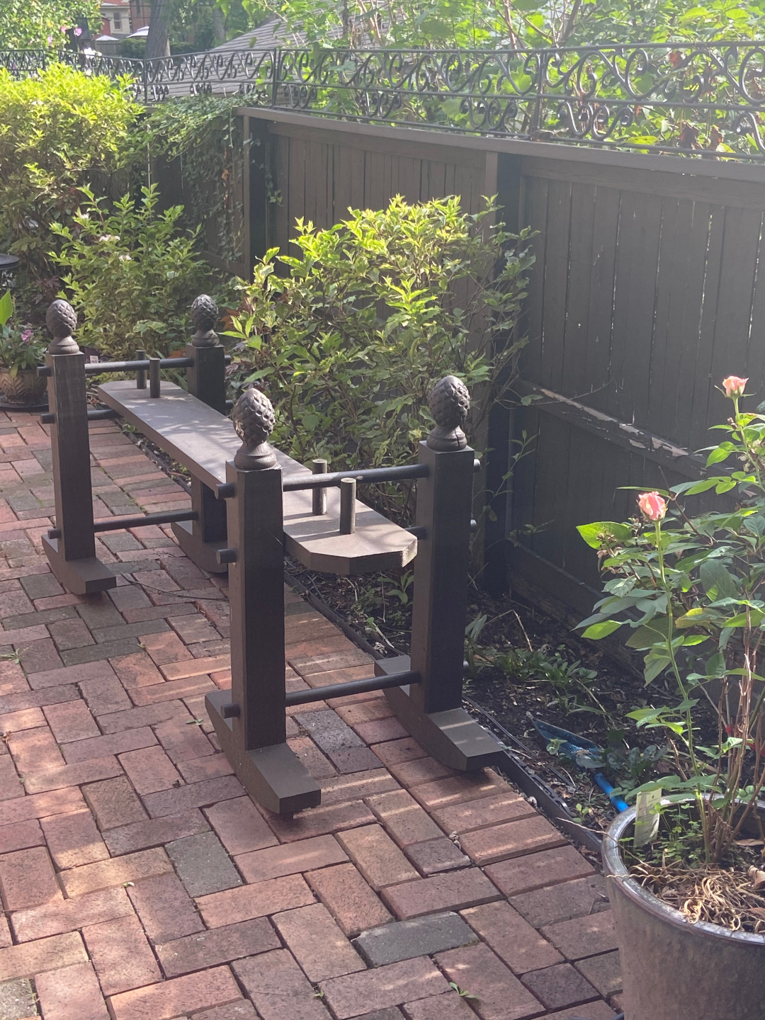 garden bench on a patio