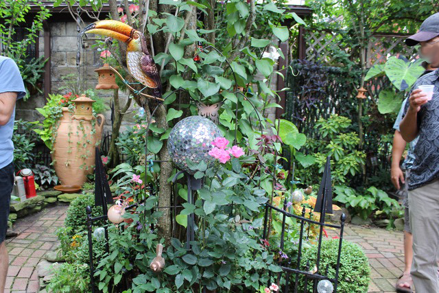 garden planting full of unique art