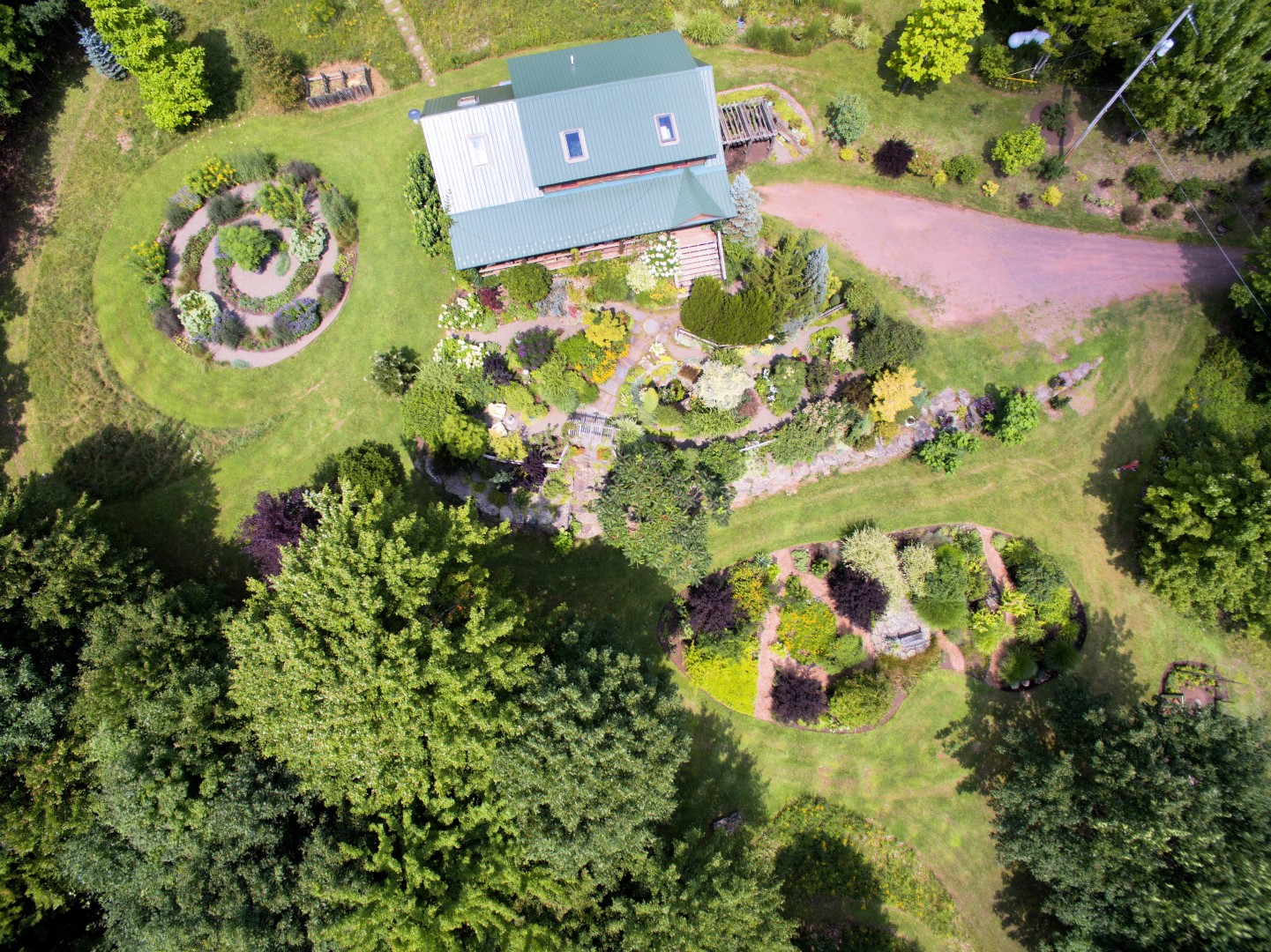 view of the rustic garden from above