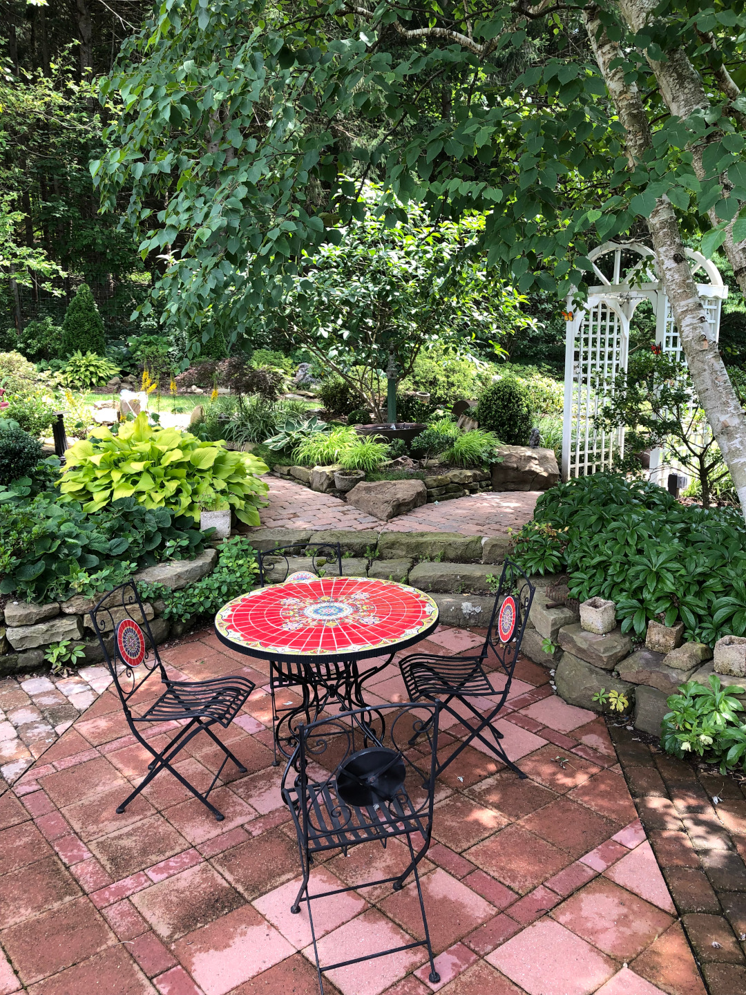 small patio seating area in the garden