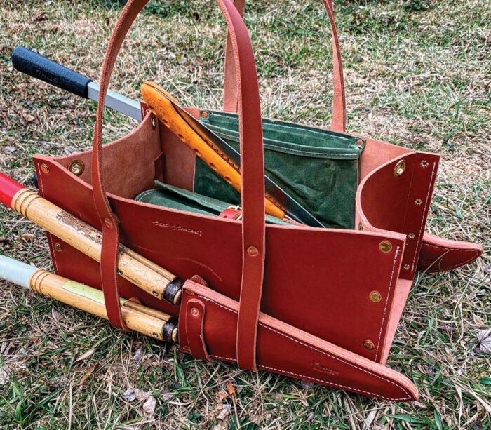 red leather tool bag