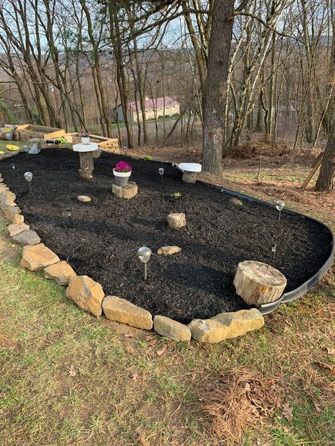 newly built and mulched garden bed