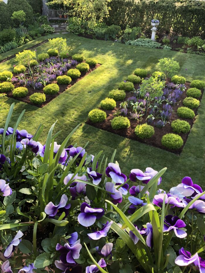 finished garden viewed from a second floor window