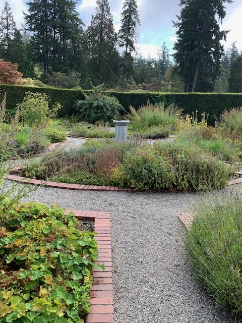 garden beds edged with bricks