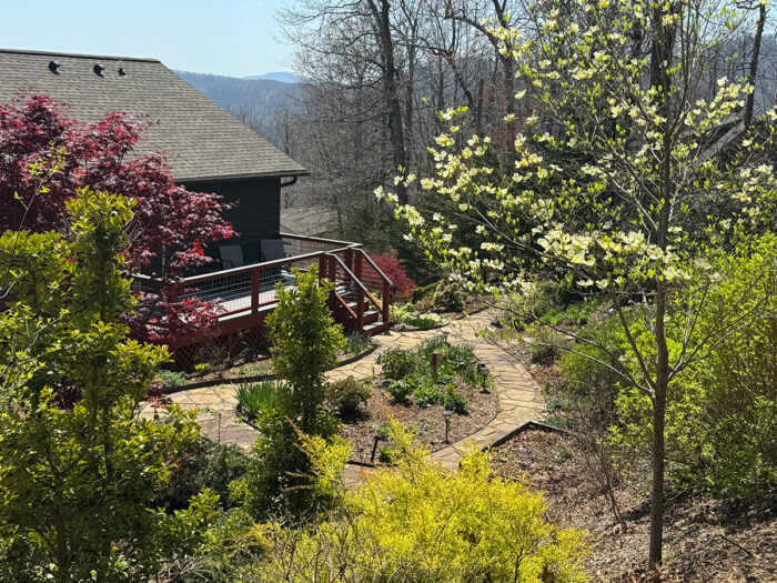 view of house from sloped garden bed
