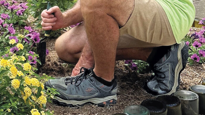 gardening in sneakers