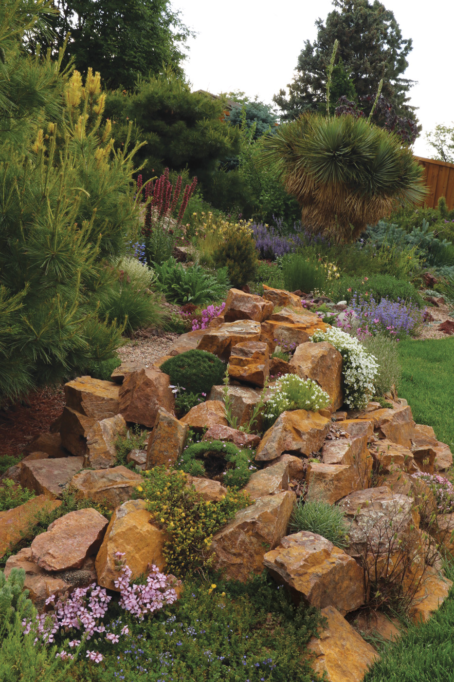 Rock garden with large boulders