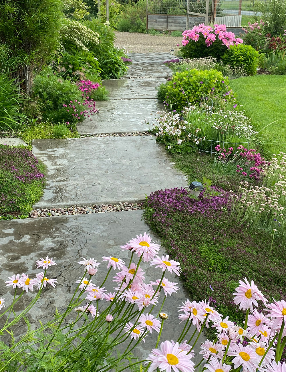 stamped concrete walking path