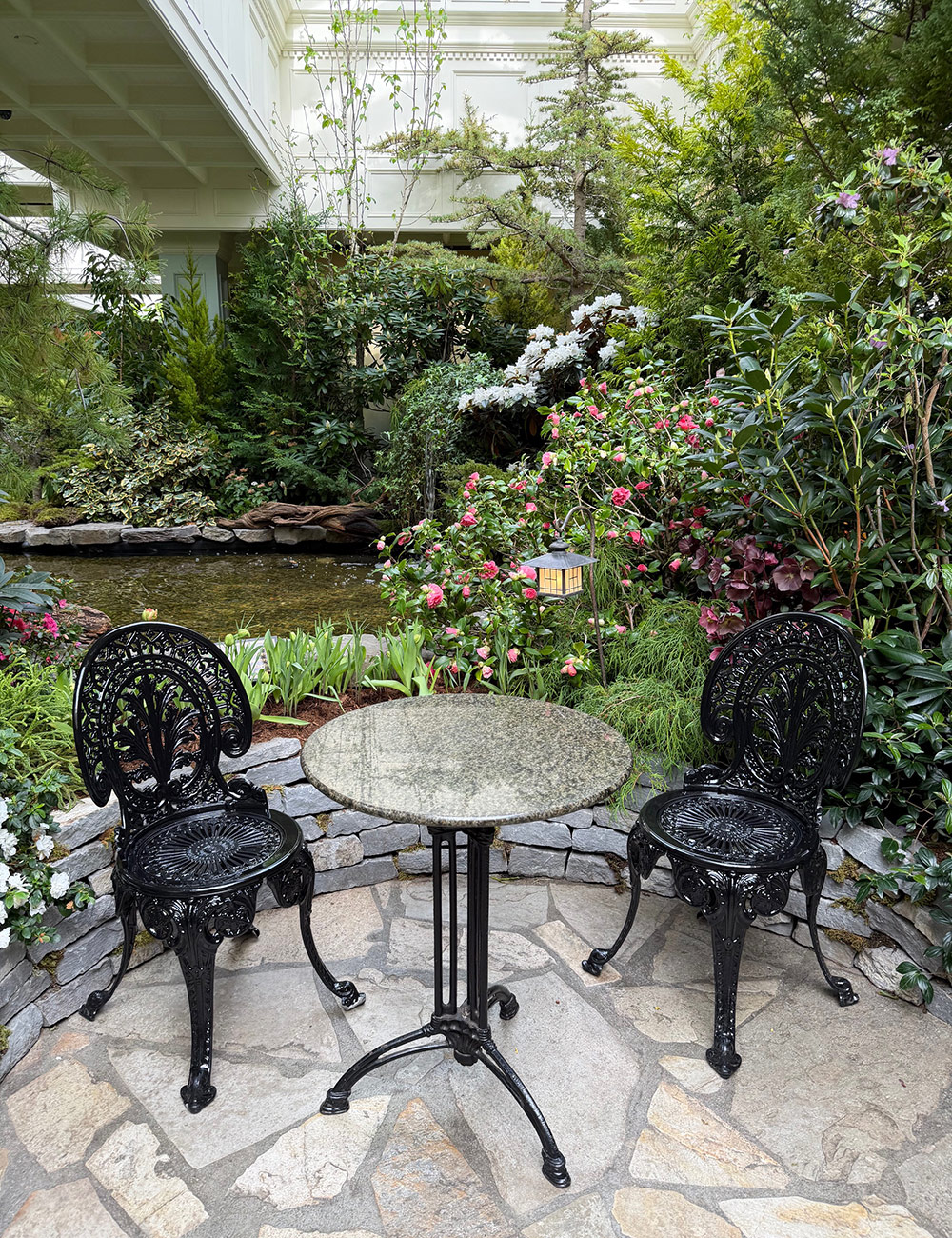 seating area in indoor garden