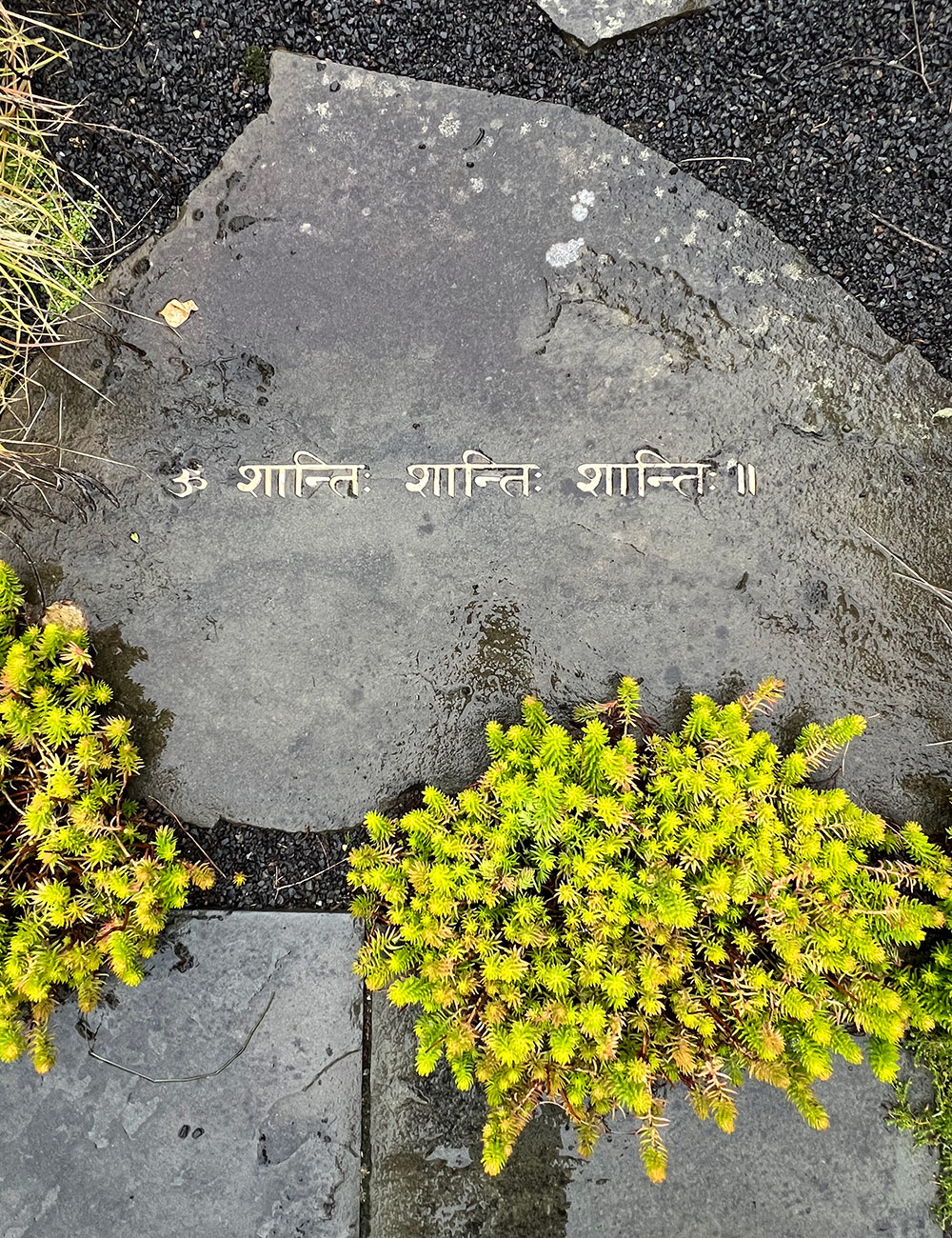 engraving on stone path