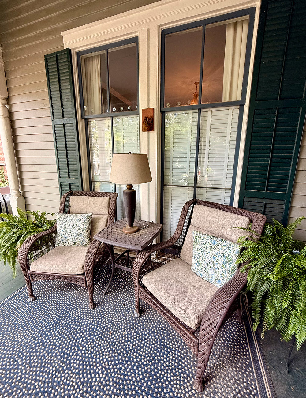reading nook on covered porch